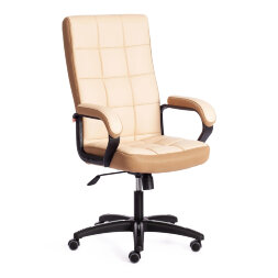 Кресло компьютерное TC искусственная кожа бежевое с бронзовым 61х47х126 см