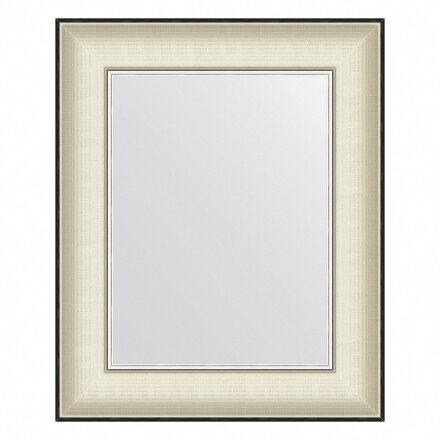 Зеркало в багетной раме Evoform белая кожа с хромом 78 мм 44х54 см в Москве 