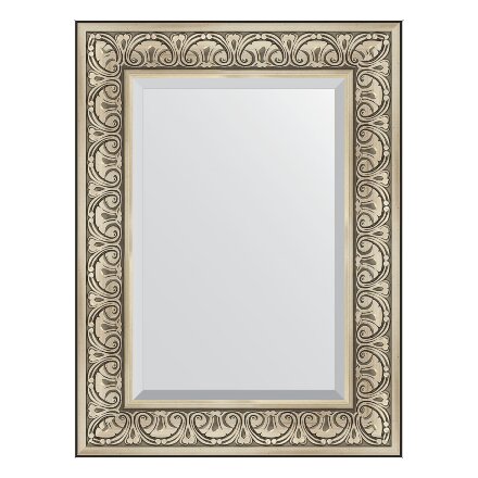 Зеркало с фацетом в багетной раме Evoform барокко серебро 106 мм 60х80 см в Москве 