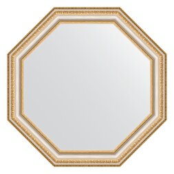 Зеркало в багетной раме Evoform золотые бусы на серебре 60 мм 56x56 см
