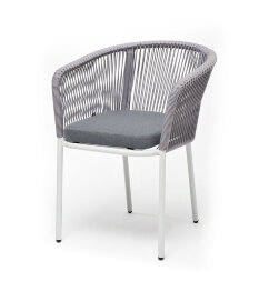Плетеный стул из роупа Марсель бело-серый
