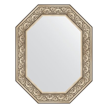 Зеркало в багетной раме Evoform барокко серебро 106 мм 70x90 см в Москве 