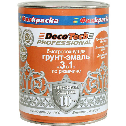Грунт-эмаль Decotech 3 в 1 белая 0,9 кг в Москве 