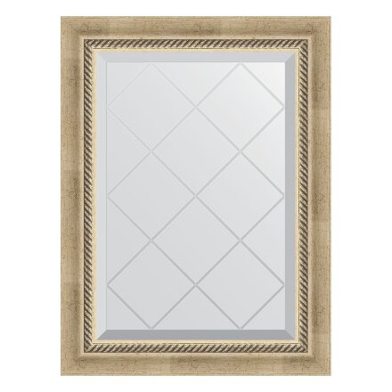 Зеркало с гравировкой в багетной раме Evoform состаренное серебро с плетением 70 мм 53x71 см в Москве 