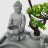 Фонтан настольный Win-Long сидящий Будда и бонсай 24,5х19,5х32 см в Москве 